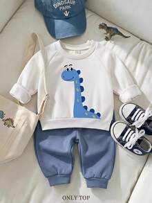 Baby Boy Cartoon Print Crew Neck Raglan Sleeve Sweatshirt - Multicolor - View 1