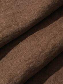 DAZY Setelan 2 potong untuk wanita, model longgar warna polos, kerah asimetris, dasi, gesper logam, kemeja, celana panjang lurus, kasual elegan untuk liburan musim semi dan gugur. - Coklat - View 8
