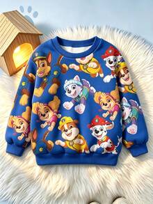 SHEIN | PAW Patrol 小男孩全印花運動衫 - 藍色 - 查看 1
