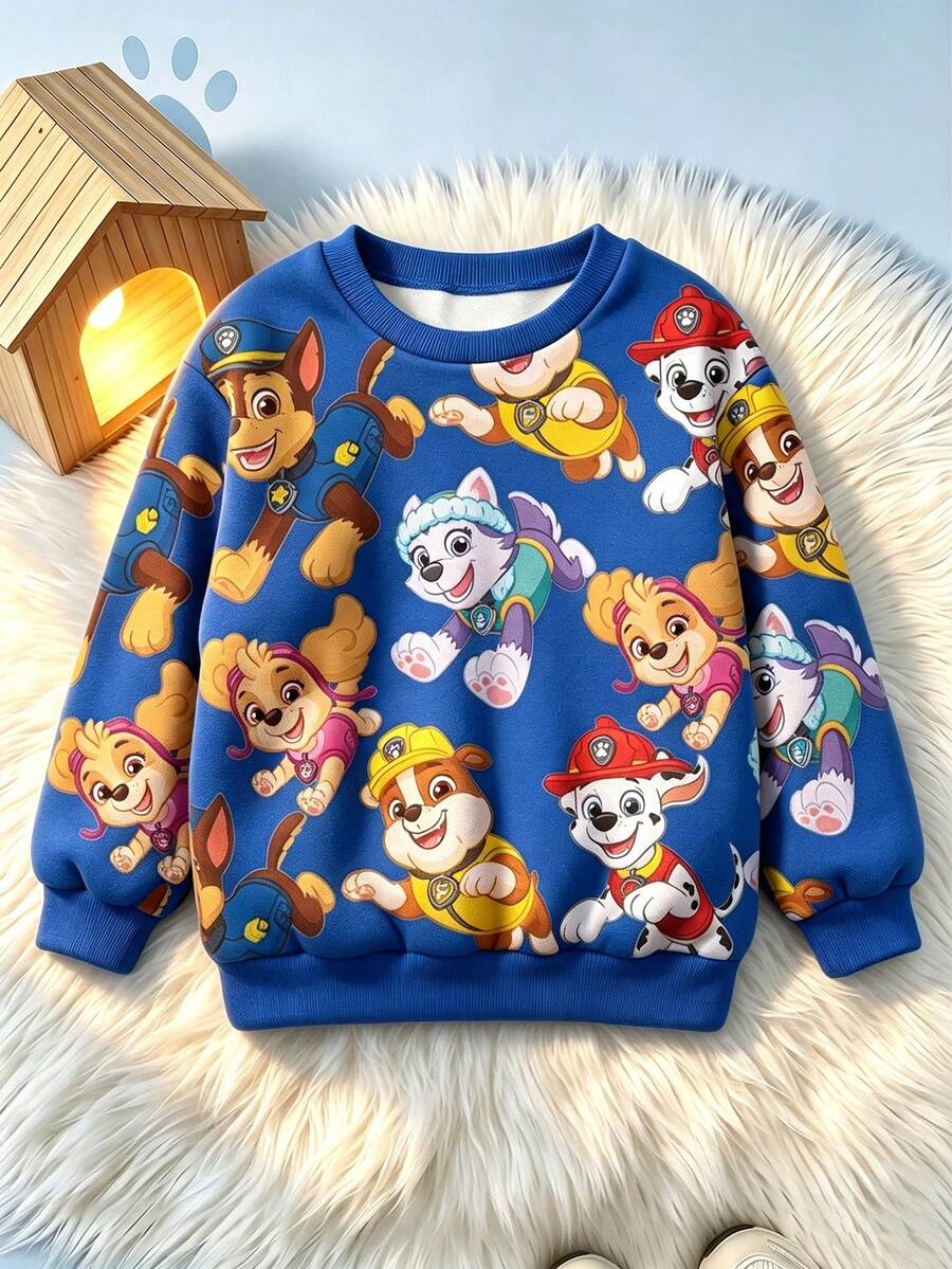 SHEIN | PAW Patrol 小男孩全印花運動衫 - 藍色 - 查看 1