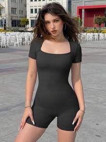 SHEIN Velisys Seamless Ribbed High Elasticity Yoga Sports Jumpsuit - Multicolor - View 6