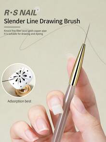 1Pc Nail Art Liner Brush With Smooth Durable Bristles – Ultra Fine Drawing Pen For Thin Lines, Precision DIY Manicure Tool - Yellow - View 6