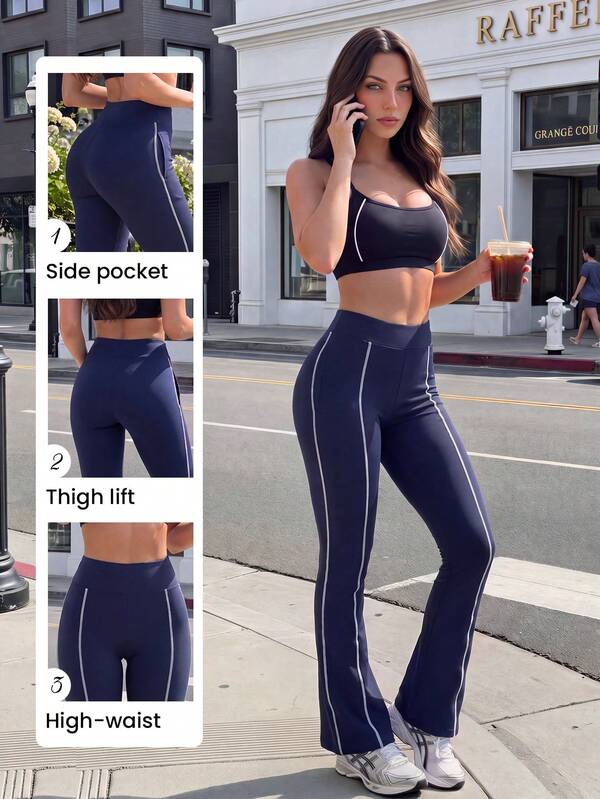 SHEIN PariChic Women's High Waist Daily Fitness Flare Leggings