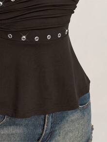 SHEIN ICON 萬聖節女款掛脖露背黑色娃娃裝背心 - 棕色 - 查看 10