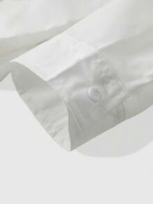 ROMWE MEN 男士秋季休閒十字印花領結裝飾襯衫 - 白色 - 查看 5