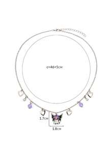 HELLO KITTY AND FRIENDS | SHEIN Kalung Liontin Hati Motif Kartun Kreatif Baru, Desain Sambungan IP, Personalisasi yang Menawan, Sederhana dan Elegan, Dapat Juga Digunakan Sebagai Aksesori - Platinum - View 5