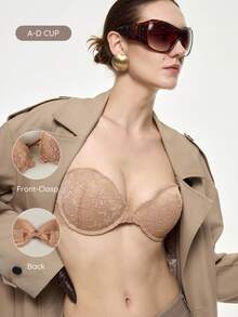 Bralution Women's Elegant Solid Color Lace Underwire Bra - Coffee Brown - View 2