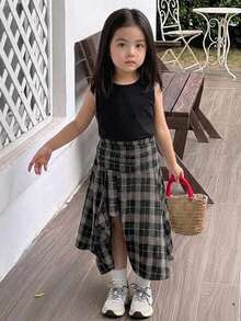 Dazy Kids 女童秋季服飾 波點無袖背心上衣 + 波點裙 2件套 夏季 - 黑色 - 查看 5