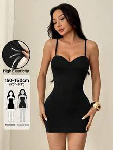 SHEIN PETITE 女款性感黑色緊身內衣與配套緊身夜店夏季外出套裝 - 黑色 - 查看 12