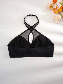 SHEIN 加大码舒适无钢圈薄款吊带文胸 - 黑色 - 查看 7