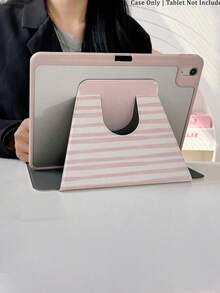 Casing Tablet Motif Garis-Garis Merah Muda Croissant yang Lucu dengan Slot Pena, Penutup Penyangga Magnetik Multi-Sudut dengan Fungsi Tidur/Bangun Otomatis - MultiWarna - View 11