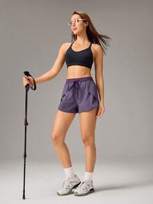 OutZeal Women Outdoor Purple Shorts Hiking Camping Quick-Dry 2-In-1 Design Built-In Shorts With Pockets - Purple - View 4