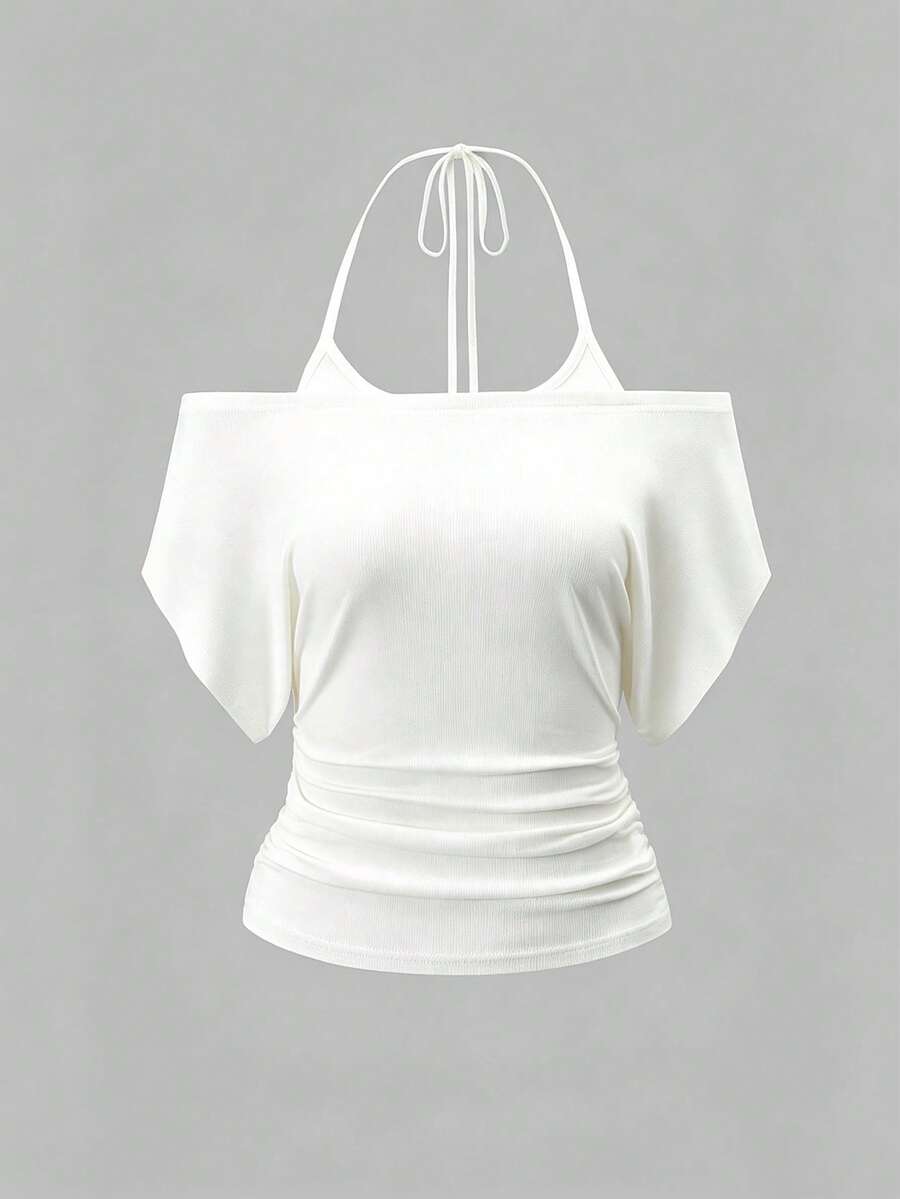 Olithes Women's Solid Color Casual Versatile Daily Wear 2 In 1 T-Shirt - White - View 1