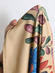 Isle Nomé Women's Casual Breezy Boho Vacation Placement Print Batwing Sleeve Long Dress Beach Beige Summer - Multicolor - View 7