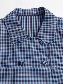 Sweetra Spring/Autumn New Long Sleeve Bell Sleeve Plaid Jacket, Fashionable And Minimalist, Suitable For Daily Wear And Commuting - Blue - View 5