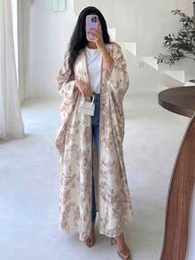 Yasveil 女款梭織數位印花連肩袖優雅浪漫阿拉伯式長袍 - 彩色 - 查看 2