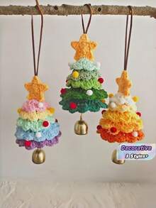 1PC Tree Shaped Small Figurine Plush Finished Christmas Ornament Decoration Car Pendant Material Kit For Home Festival Decor Gift - Multicolor - View 1