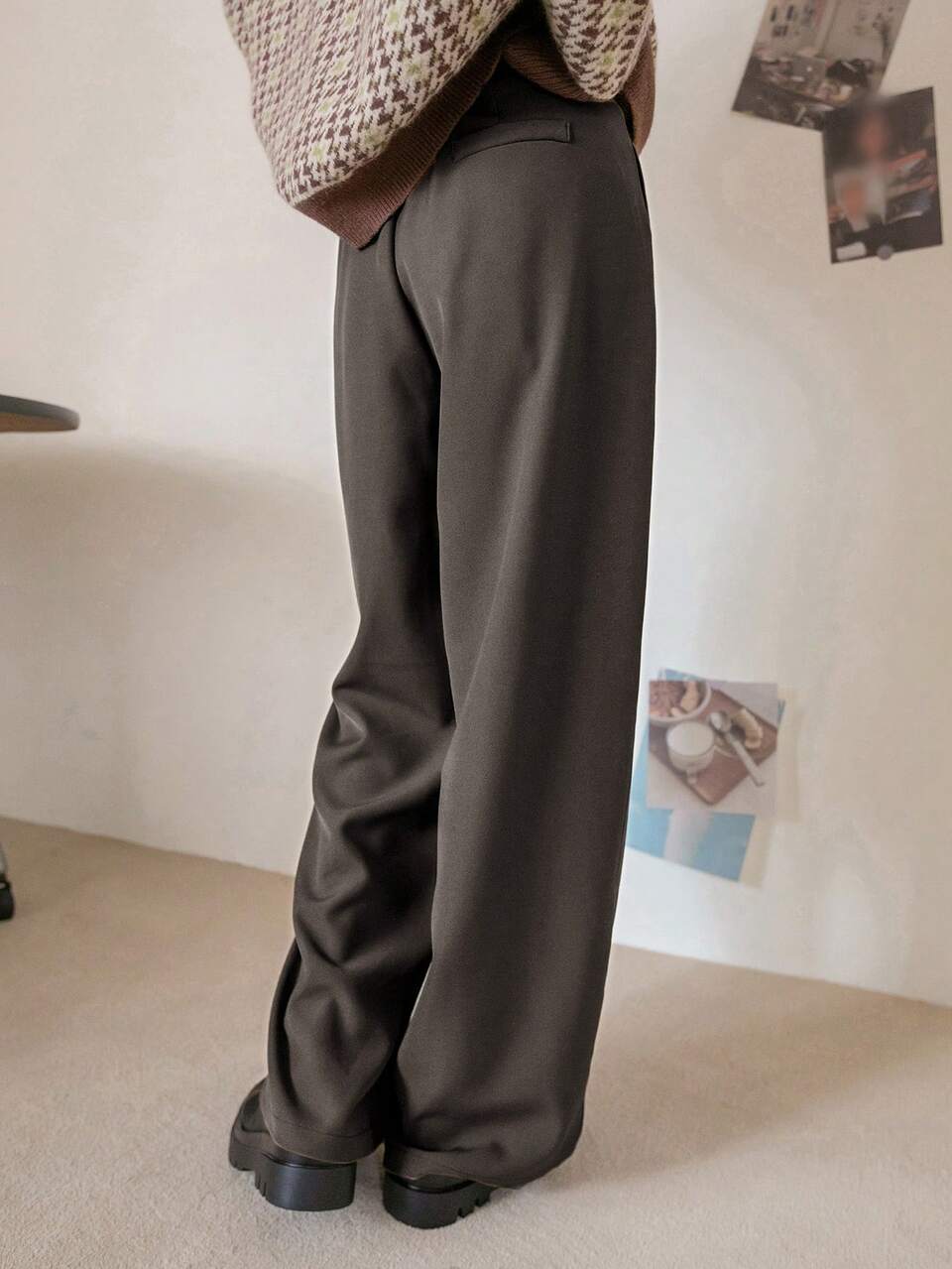 Casual Business Style Solid Color Loose Regular Fit Pants,Women Dress Pants