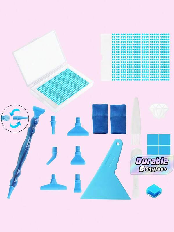 1set New Diamond Painting Sorting Tray With Screen Funnel And Double-Sided Colorful Lid, Handmade Diamond Storage Tool Kit(17-Piece Set)
