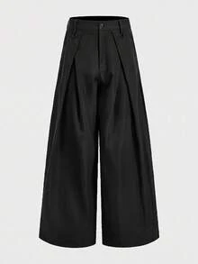 SWAVVY Pantalones largos de pierna ancha para hombre, primavera/verano - Negro - Ver 3