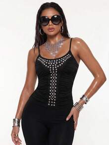 Oceva Women's Fashion U-Neck Backless Black Tank Top - Black - View 3