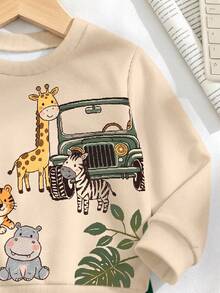兒童嬰幼兒男童圓領休閒套頭秋季運動衫 - 彩色 - 查看 4