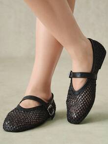Styleloop Ladies, Willow Nails, Buckles, Flat Shoes. - Black - View 10