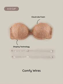 Bralution Women's Elegant Solid Color Lace Underwire Bra - Coffee Brown - View 6