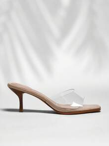 SHUZIA Women's Fashionable Clear Heeled Sandals For Christmas Valentine's Day Summer Shoes - Beige - View 3