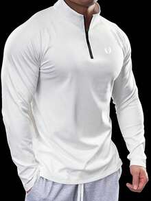 Gym Rark 男士简约时尚休闲运动卫衣，日常穿着运动夹克压缩衣，男士健身服 - 白色 - 查看 3