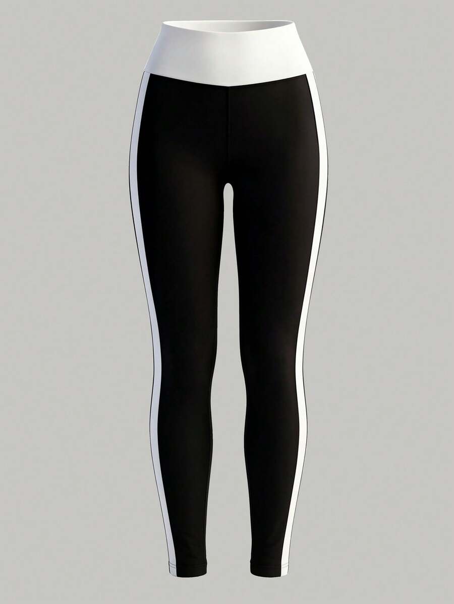 Sweetra Dewbera Women's Summer Elastic Colorblock Sports Leggings, Fitness Yoga Running Workout Pants - Multicolor - View 1