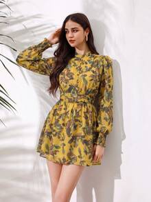Aveloria Modichic 女款全印花燈籠袖洋裝 度假穿搭女裝 - 彩色 - 查看 5
