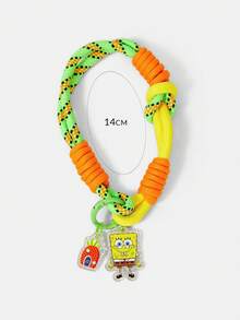 SpongeBob SquarePants | SHEIN SpongeBob SquarePants Cute Cartoon Pineapple House Charm Pendant With Braided Rope Wrist Strap Lanyard, Bling Bag Keychain Accessory For Women Men - Yellow - View 5