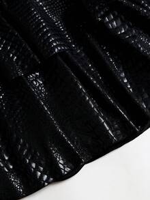Sweetra Women's Black Sweet & Spicy Ruched Waist Slim Fit Double Layer Ruffle Hem Mini Skirt - Black - View 4