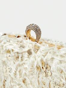 SHECARRY Ladies Fashionable Elegant Simple Apricot Plush Gold Sequins Handbag, Party Dance Dating Banquet Wedding - Gold - View 6