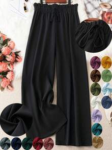 Linhara Pantalones casuales de unicolor talla grande - Negro - Ver 7