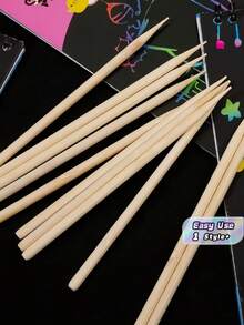 Top Quality Bamboo Scratch Art Stylus Pen Set DIY Drawing Painting Craft Tool Smooth Ergonomic For Creative Durable - Beige - View 1