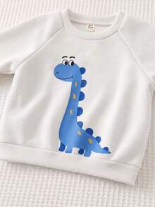Baby Boy Cartoon Print Crew Neck Raglan Sleeve Sweatshirt - Multicolor - View 9