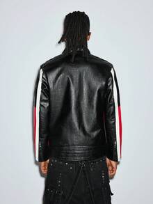 Modcrash Men Long Sleeve Color Block Zipper Jacket, Fall/Winter Fall/Autumn/Winter - Red - View 2