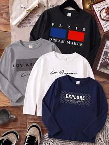 4 piezas de camisetas para niños preadolescentes - Multicolor - Ver 3