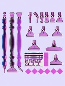 1pc New Threaded Metal Alloy Tip Diamond Painting Tool Set, Handmade 5D Diamond Embroidery Craft Tools - multicolor - View 2