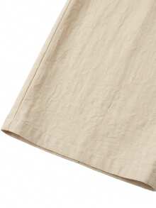 Balvessa Lady's Elegant Summer Sleeveless Khaki High-Waisted Pleated One-Piece Pants. Suitable For Vacations, Afternoon Tea, And Daily Commuting - Khaki - View 3