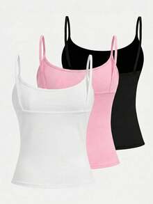 SHEIN Girlism Teen Girls Casual Minimalist 2pcs Pieces Tank Top Set, Suitable For Summer Random 9 Items, Send 3 Item - Multicolor - View 3