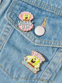 SpongeBob SquarePants | SHEIN New Creative Cartoon Animal Pattern Printing Brooch, IP Joint Design, Cute Personalized, Simple And Generous, Can Also Be Used As Accessories - Multicolor - View 2