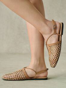 Styleloop Señoras, Uñas de Sauce, Hebillas, Zapatos Planos. - Camel - Ver 10