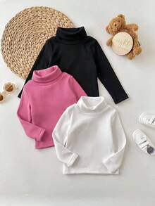 SHEIN 3件組女嬰高領上衣 - 彩色 - 查看 8