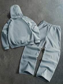 PAVTROS Men's Hooded 2 In 1 Sweatshirt Jacket And Pants Set - Grey - View 2