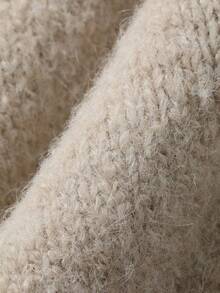 DAZY Solid Color Loose Round Neck Long Sleeve Lantern Sleeve Casual Vacation Spring Autumn Pullover Knit Sweater For Women - Apricot - View 7