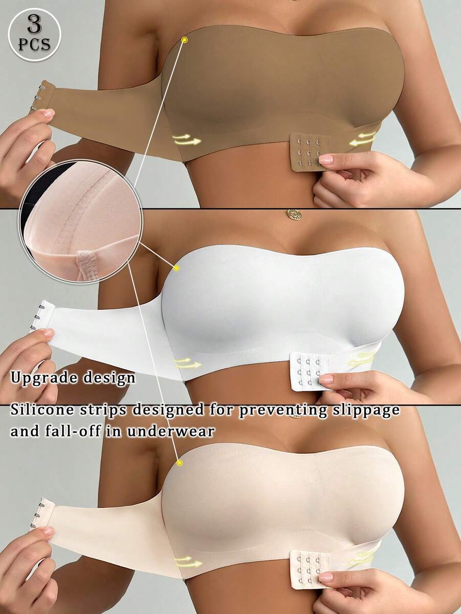 SHEIN 3件組女款婚禮內衣胸罩 前扣式 聚攏墊杯 - 彩色 - 查看 1
