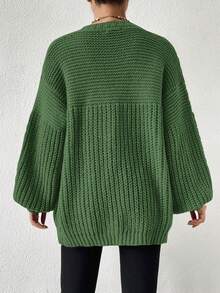 EMERY ROSE Minimalist Versatile Casual Solid Color Cardigan - Green - View 2